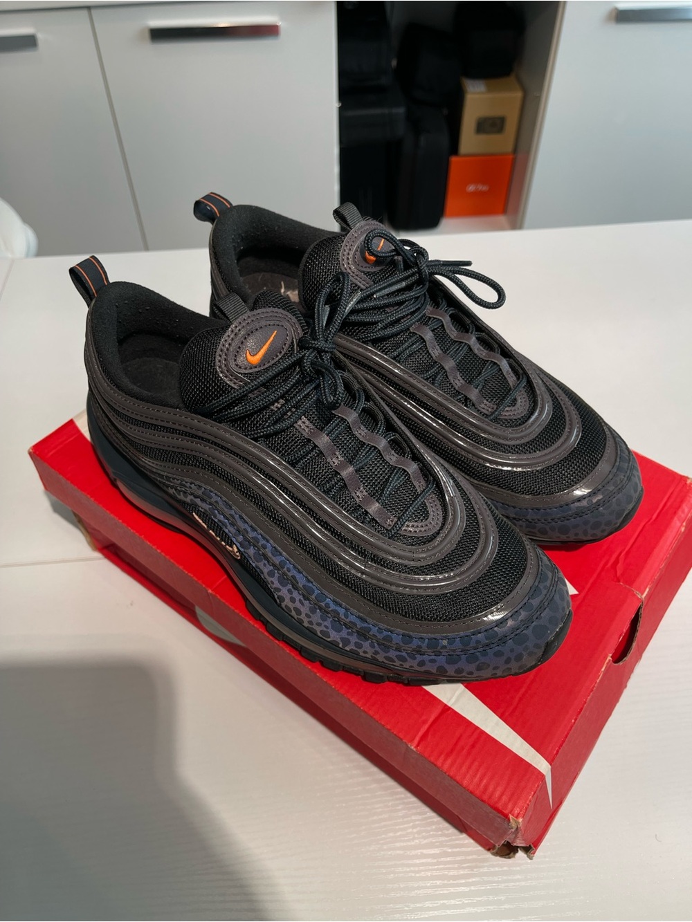 Nike Men’s Black with Orange Accent Air Max 97 Sneakers